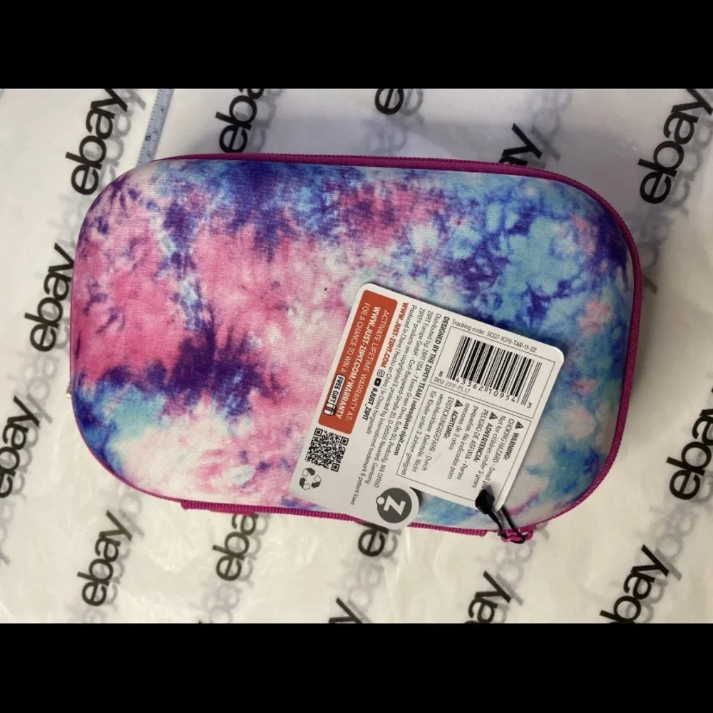 ZIPIT Colorz Pencil Storage Box Tiedye Pink Blue Hard She’ll Case NWT